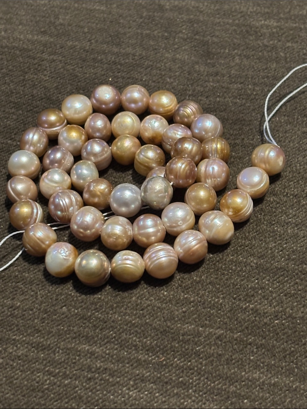 Crafting- Freshwater Baroque Pearl Strand Champagne, tan, cream hues 45 Count